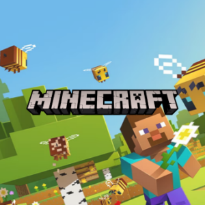 Jeu Minecraft avec personnage et abeilles, jour ensoleillé.