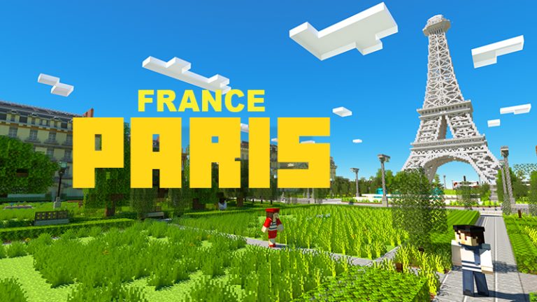 Paris virtuel avec la tour Eiffel en pixels.