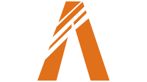 Logo orange en forme de A stylisé