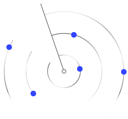 Radar avec points bleus détectés