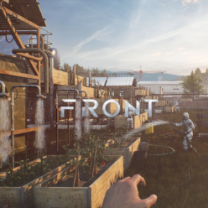 Jeu vidéo apocalyptique, personnage arrosant jardin.