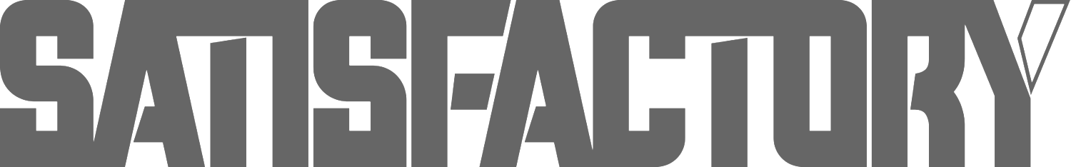 Satisfactory game logo in grey colour