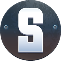 Logo avec lettre S stylisée.